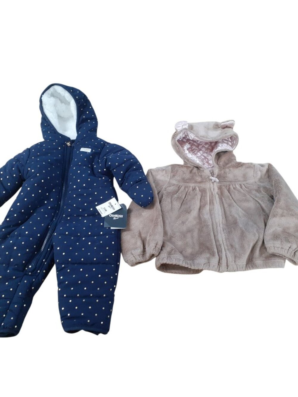 Bundle of 2 Gymboree Hooded Fleece Jacket 4T & Oshkosh Snowsuit 3/6 Months NWT